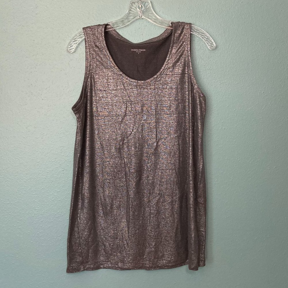 Eileen Fisher metallic silver/pewter linen tank top